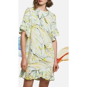 Diane Von Furstenberg Tatum Shift Crepe Slip Bell Sleeve Tulip Dress NWT XS $328
